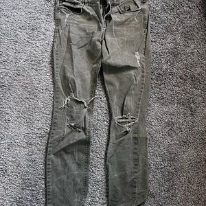 Distressed Green Ripped Jeans